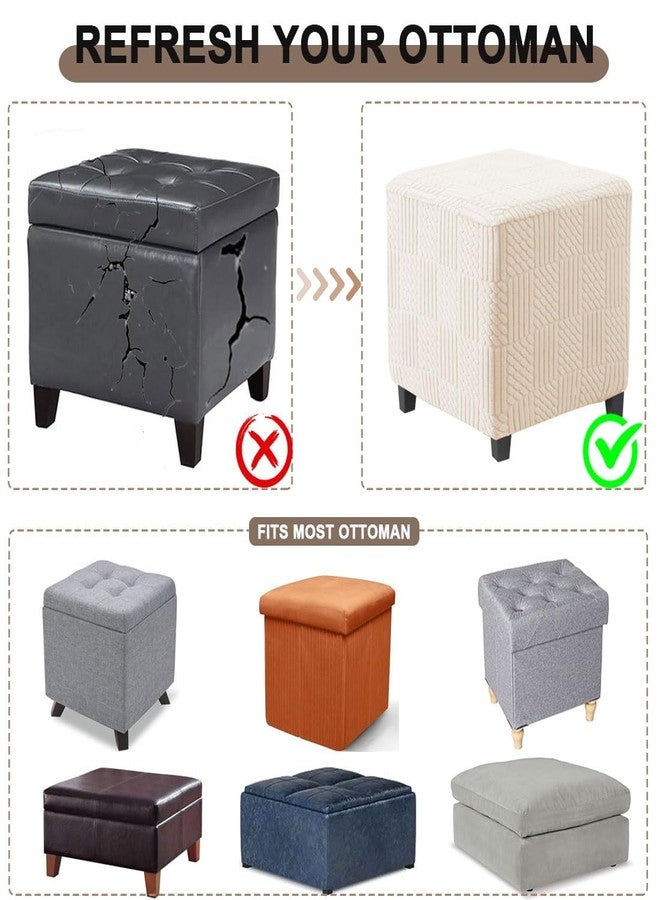 غطاء مسند قدم مربع قابل للتمدد من بيفاون فوغل، غطاء حماية لمسند القدم المربع مع شريط مطاطي، قابل للغسل، غطاء تخزين، مقاس صغير، بيج - Image 4